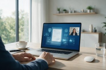 Professional using remote online notarization to securely sign legal documents online