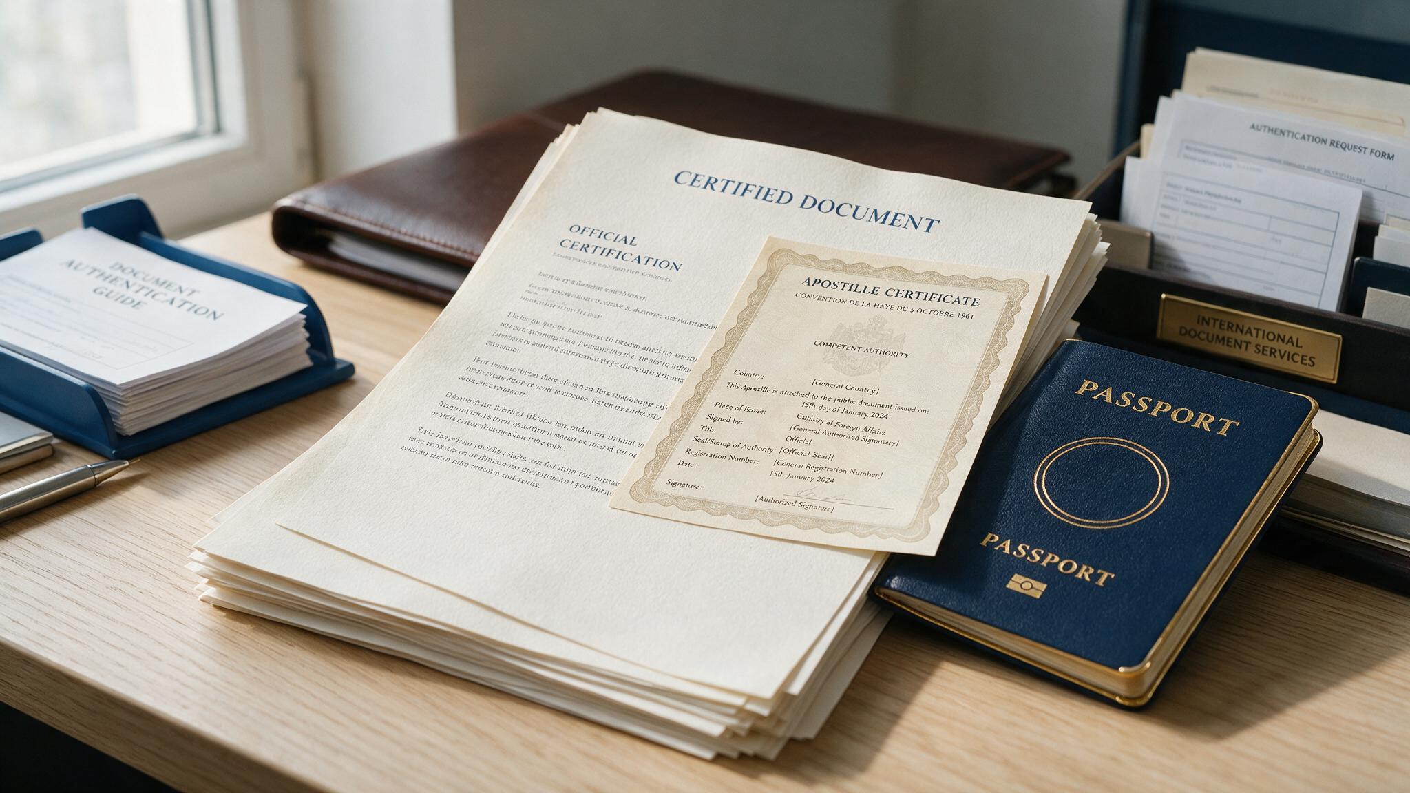 Apostille certificate attached to a document for international authentication
